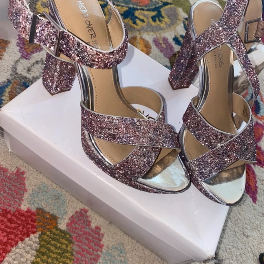Glittering Purple Heels with Ankle Strap